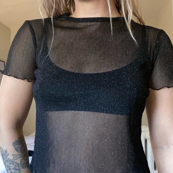 Brandy Melville Transparent Diamond Stars Top Tee - Picture 10 of 16